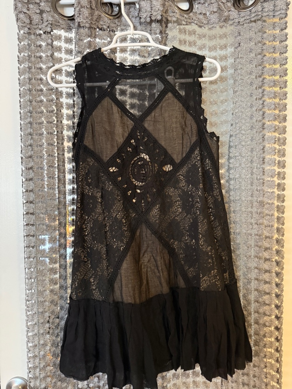 Free People Black Lace Sleeveless Mini Dress
